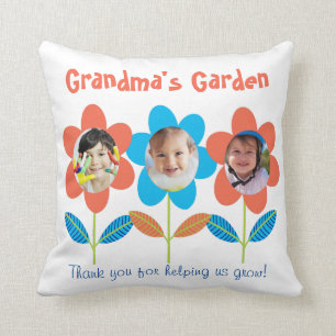 Grandma Anpassningsbar Photo Flowers Kudde