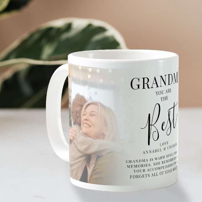 "GRANDMA" är det bästa fotot, Namn och citat Kaffemugg (Skapare uppladdad)