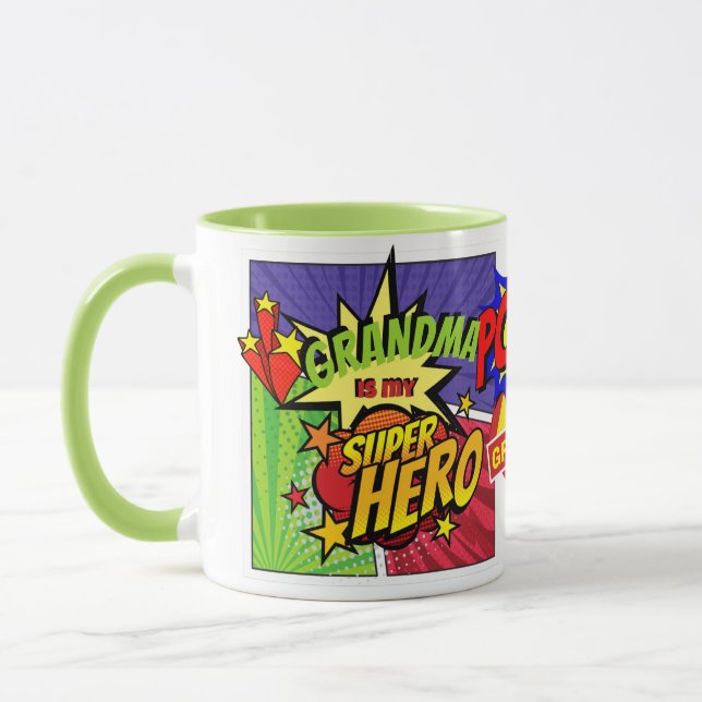 GRANDMA är min SUPERHERO Personlig TECKNAD HERO Mugg (Vänster)