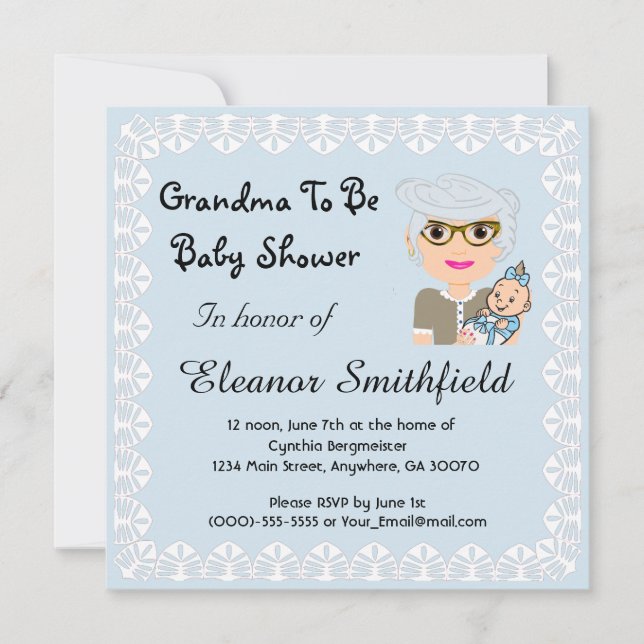 GrandMa att bli inbjudan till babyskor (Framsida)