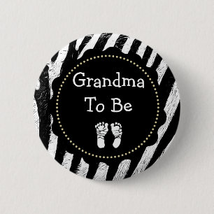 Grandma att vara Zebra tryck Baby Shower Knapp