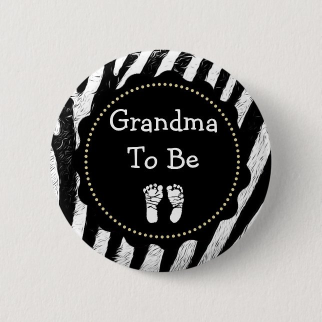 Grandma att vara Zebra tryck Baby Shower Knapp (Framsida)