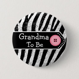 Grandma att vara Zebra tryck Baby Shower Knapp