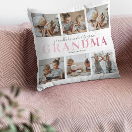 Grandma Barnbarn Family Photo Collage Kudde