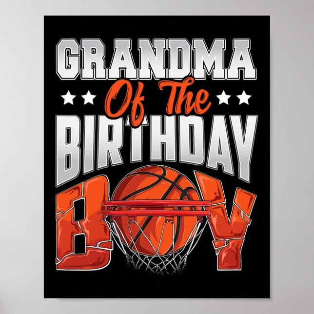 Grandma basketball födelsedagstag Boy Family Balle Poster (Framsidan)
