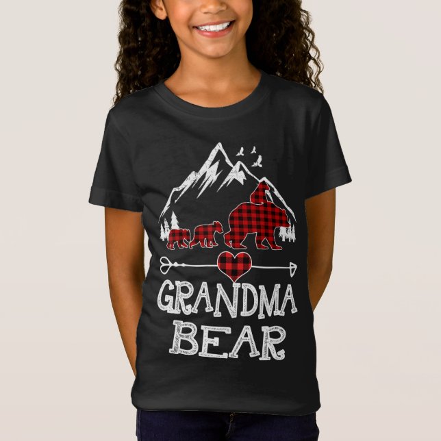 Grandma Bear jul jul Pajama Red Play Buffalo Fa T Shirt (Framsida)