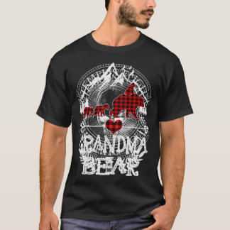 Grandma Bear Jul Pyjamas Röd Rutig Buffalo Fa T Shirt