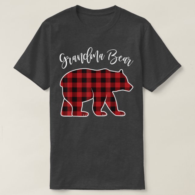 Grandma Bear Pajama Red Buffalo Julafton Funny Fam T Shirt (Design framsida)