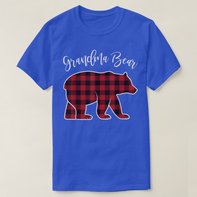 Grandma Bear Pajama Red Buffalo Julafton Funny Fam T Shirt (Design framsida)