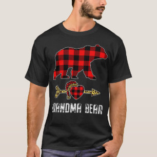 Grandma Bear Red Buffalo Plade Matching jul T Shirt