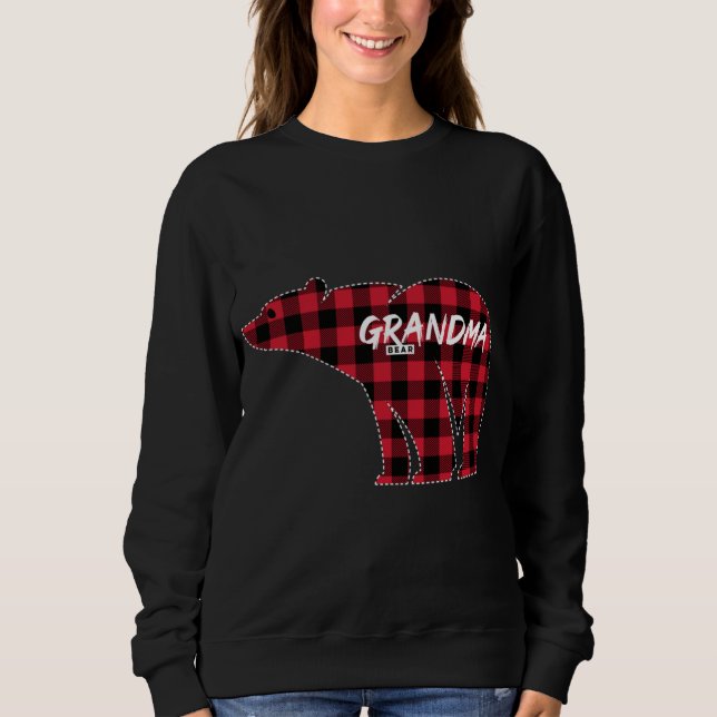Grandma Bear Red Plade Matching Family Pajama Desi T Shirt (Framsida)