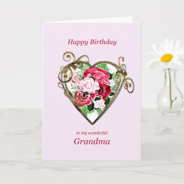 Grandma Birthday Antique Painting Ro Kort (Liten växt)