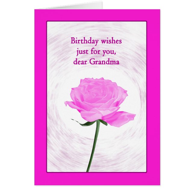 Grandma Birthday Bevackra Rosa ros Hälsningskort (Framsidan)