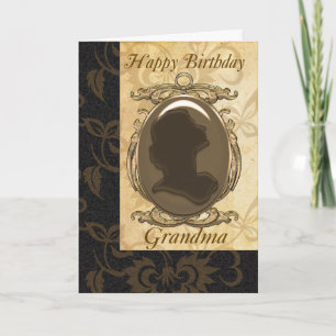 Grandma Birthday Card with Cameo Kort