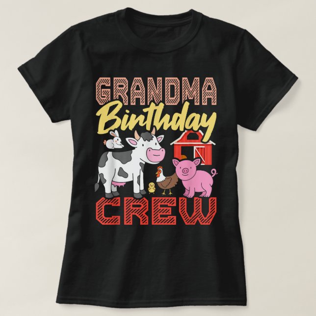Grandma Birthday Crew Boskap Födelsedagsfest T Shirt (Design framsida)
