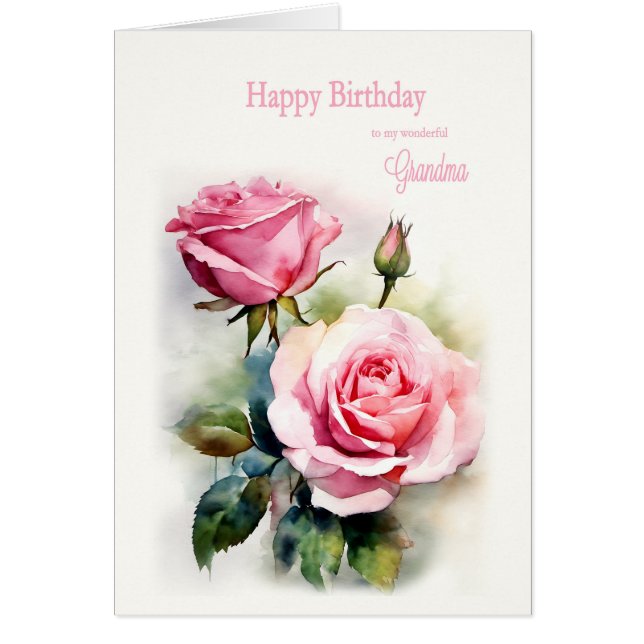 Grandma Birthday Ro Pawarcolor Hälsningskort (Framsidan)