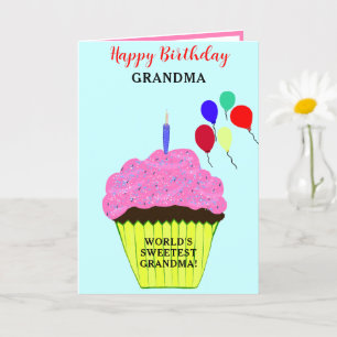 Grandma Birthday Rosa Cupaka PHOTO Kort