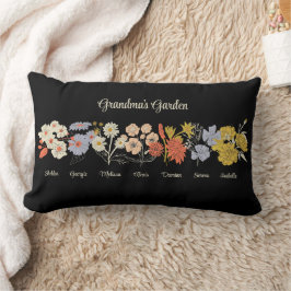 Grandma Blomsterträdgård Anpassningsbar 7 Namn Vin Lumbarkudde