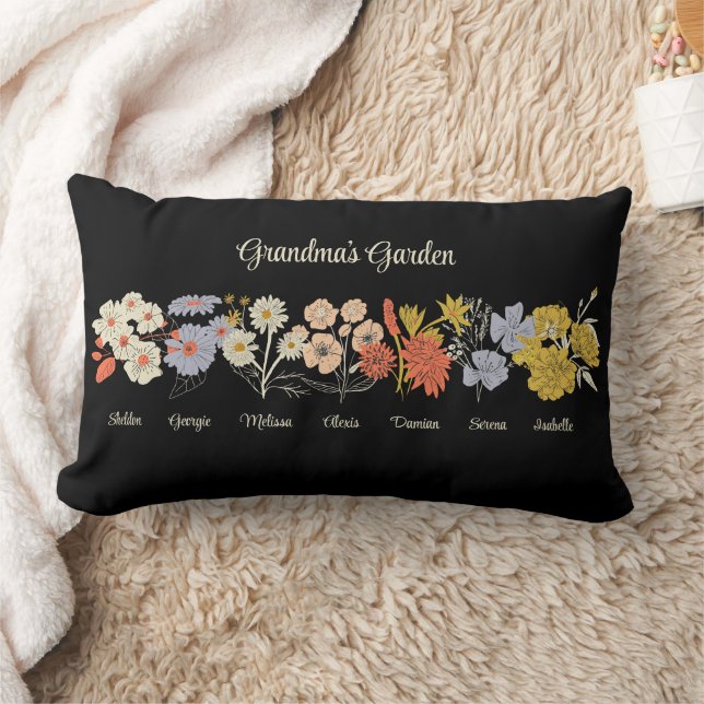 Grandma Blomsterträdgård Anpassningsbar 7 Namn Vin Lumbarkudde (Filt)