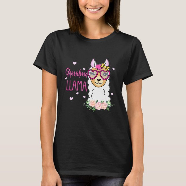 Grandma Boho Flowers Rosa Heart T Shirt (Framsida)
