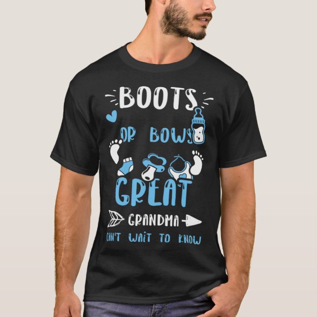 Grandma Boots Or Bows Great Grandma Can't Wait  Ba T Shirt (Framsida)