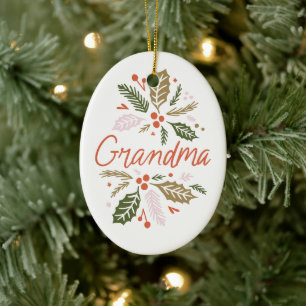Grandma Bright Holly-julfoto Julgransprydnad Keramik