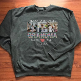 Grandma Brush Stroke 3 Photo Grandchildren Namn T Shirt