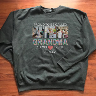 Grandma Brush Stroke 3 Photo Grandchildren Namn T Shirt