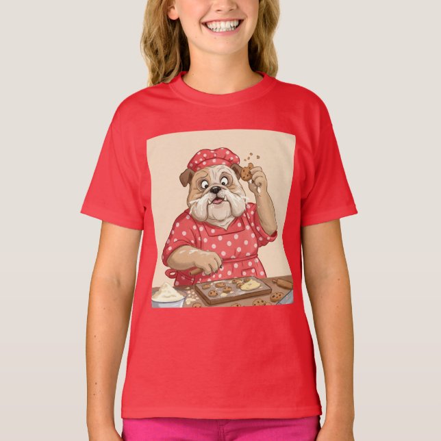 Grandma Bulldog Baking Cookies av Natasha Us T Shirt (Framsida)