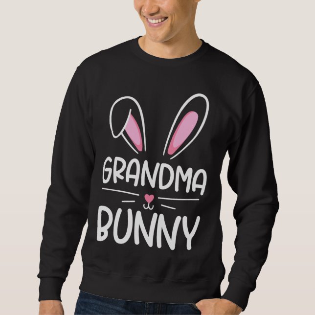 Grandma Bunny Happy Easter Day Men Women Matching  Lång Ärmad Tröja (Framsida)
