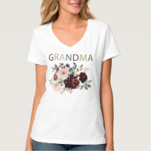 Grandma Burgundy Blommigt Watercolor Shirt 2