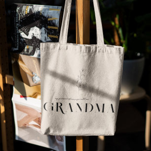 Grandma   Chic Boho Lettering & Blommigt Tygkasse