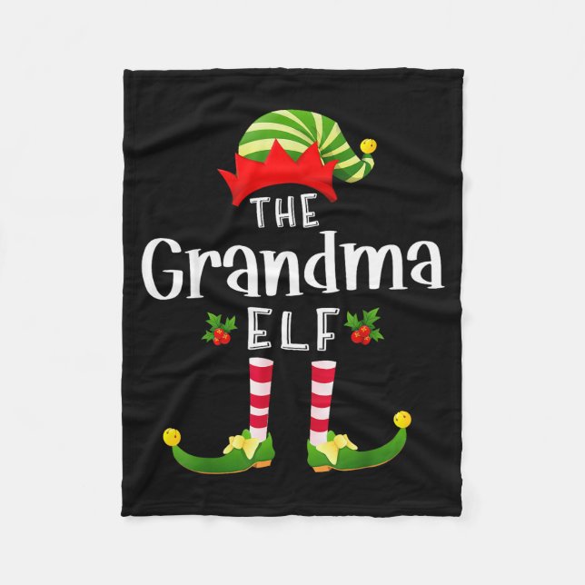 Grandma Christmas Elf Matching Pajama X-mas Party  Fleecefilt (Framsidan)