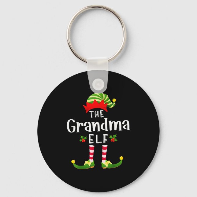 Grandma Christmas Elf Matching Pajama X-mas Party  Nyckelring (Framsida)