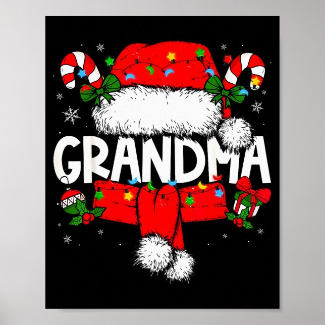 Grandma Christmas Pajama Santa Claus Family Matchi Poster (Framsidan)