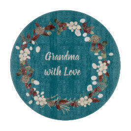 Grandma Christmas wreath on a rich teal 