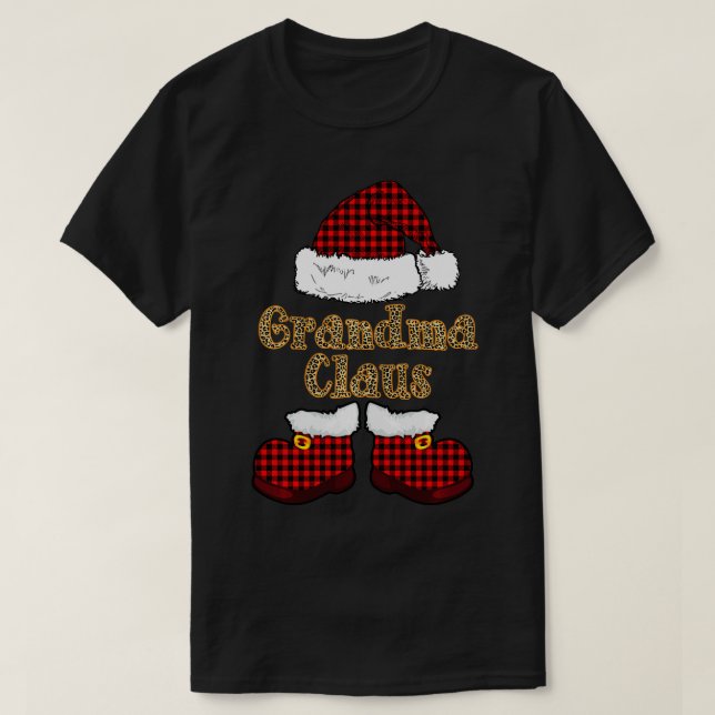 Grandma Claus Buffalo Play Santa Hat Leopard Prin T Shirt (Design framsida)