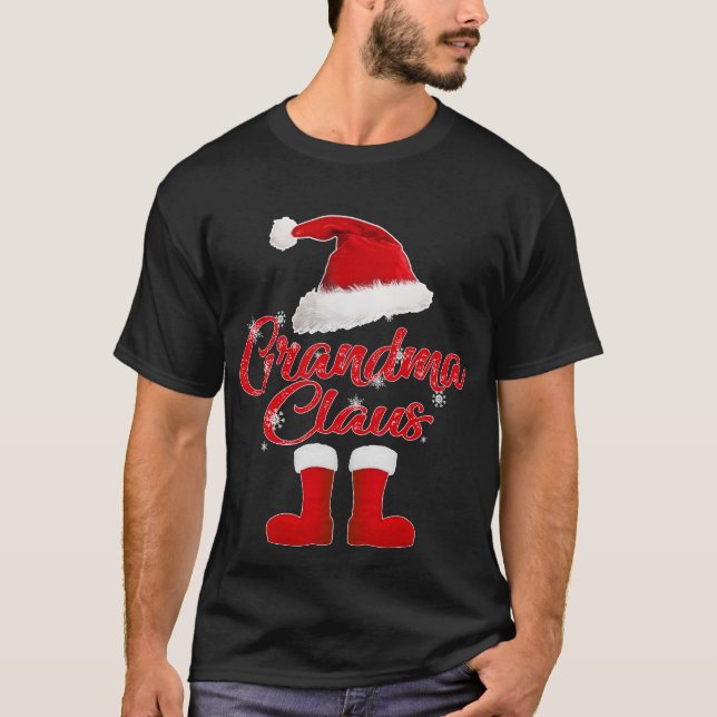GRANDMA CLAUS christmas family matching T Shirt (Framsida)