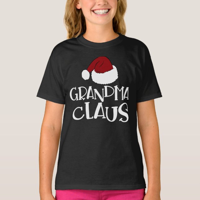 Grandma Claus Cute jul-Helgdag T Shirt (Framsida)