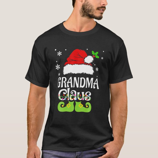 Grandma Claus , Family Matching Grandma Claus Paja T Shirt (Framsida)