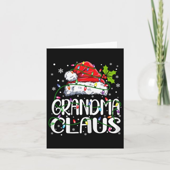 Grandma Claus jul Ljus Pajama Family Match Kort (Framsida)