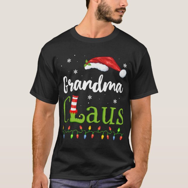 Grandma Claus Santa Pajamas Funny Gift Idea Kristu T Shirt (Framsida)