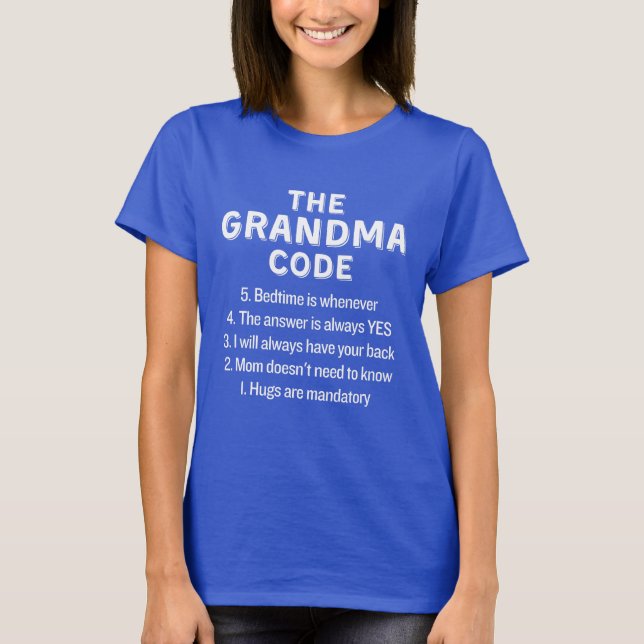 Grandma Code Funny Regler T Shirt (Framsida)