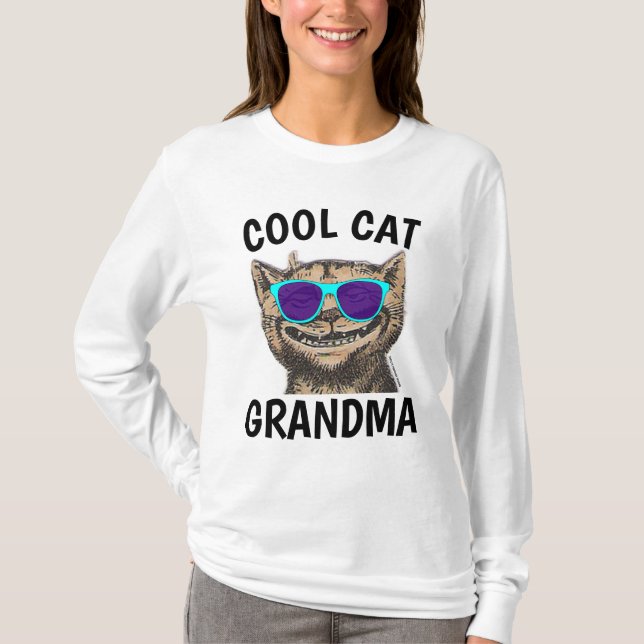 GRANDMA COOLA CAT T-shirts t-shirt (Framsida)