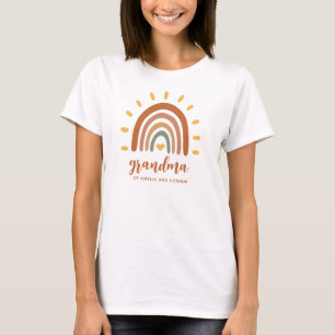 Grandma Custom Name Boho Earth Tone Rainbow Sol T Shirt