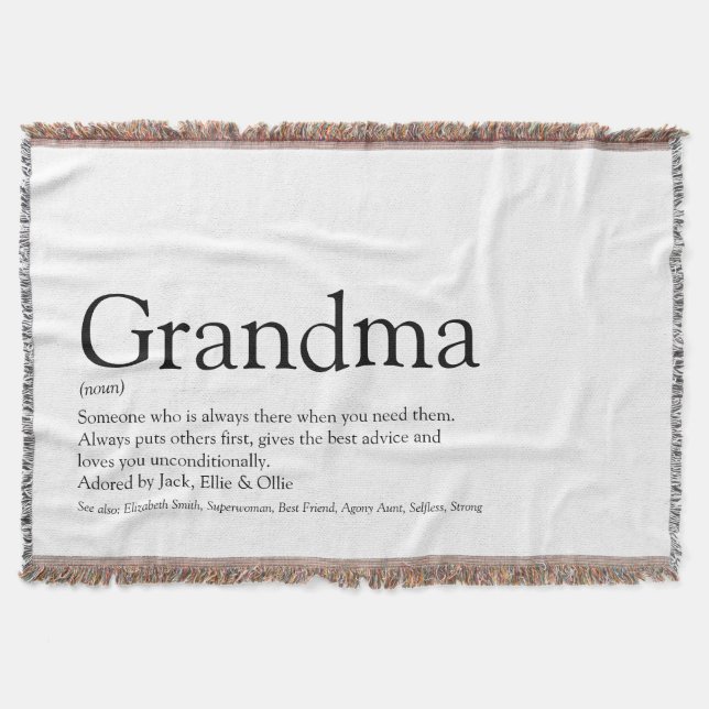Grandma Definition Black and White Modern Roligt Filt (Framsidan)