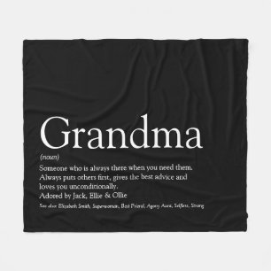 Grandma Definition Black and White Modern Roligt Fleecefilt