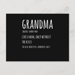 Grandma Definition Funny Gift for Grandmor Desi Vykort
