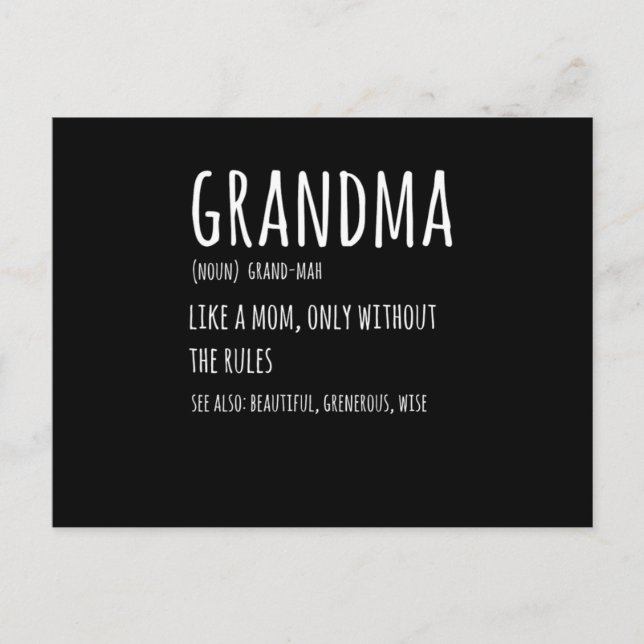 Grandma Definition Funny Gift for Grandmor Desi Vykort (Framsida)