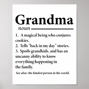 Grandma Definition Funny Grandmor Grandmas Poster